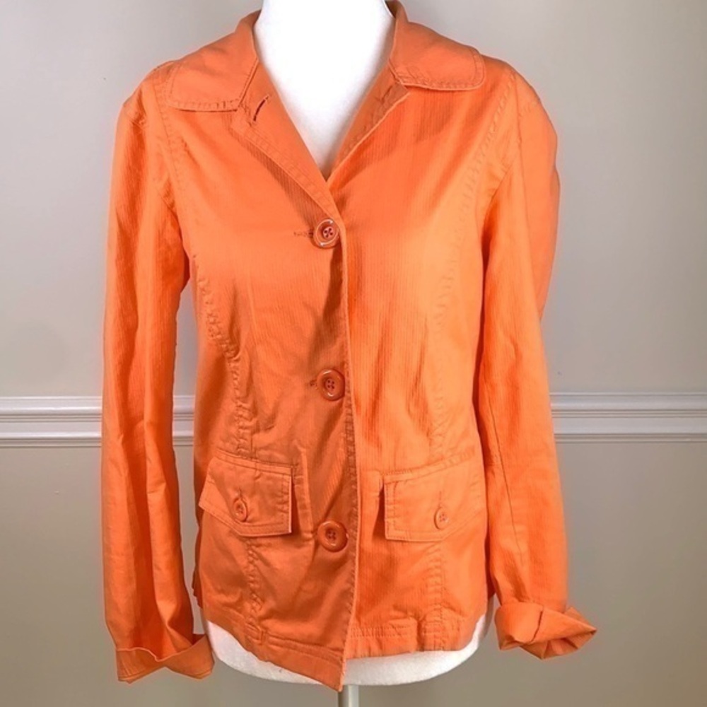 CHICO’S Coral Orange Cotton Blazer Jacket 0